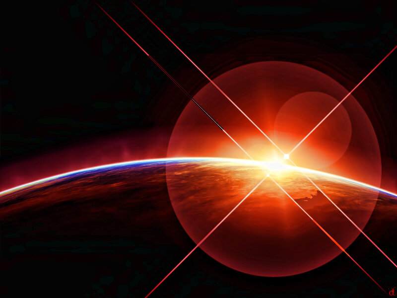 Planet with Sunrise — Red