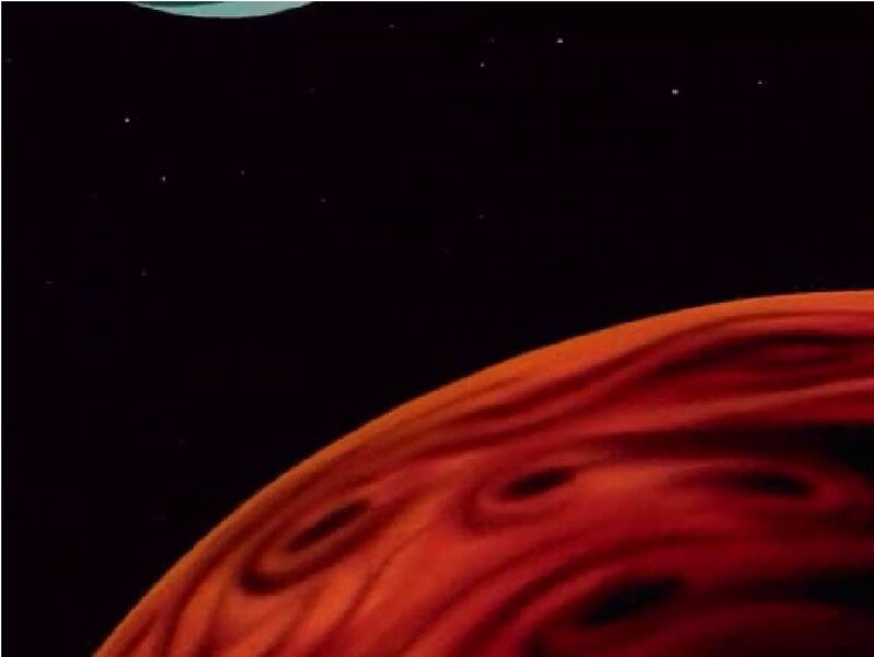 Planet with Swirling Clouds — Red