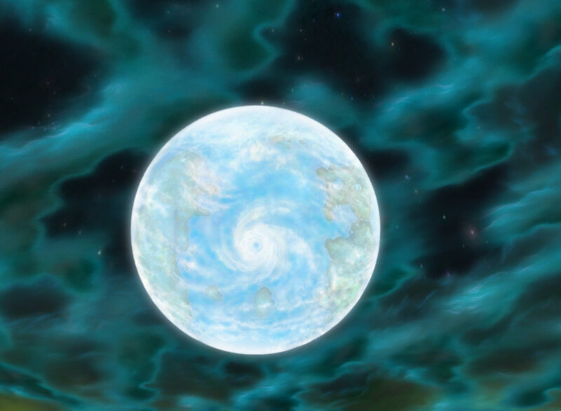 planet with swirling clouds