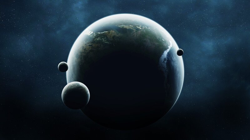 Planet with three moons