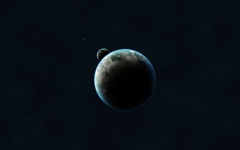 Planet with Two Moons — Black, Dramatic