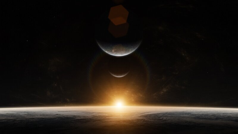 Planet with Two Moons — Black