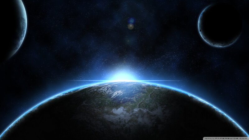 Planet with Two Moons — Blue, Dramatic