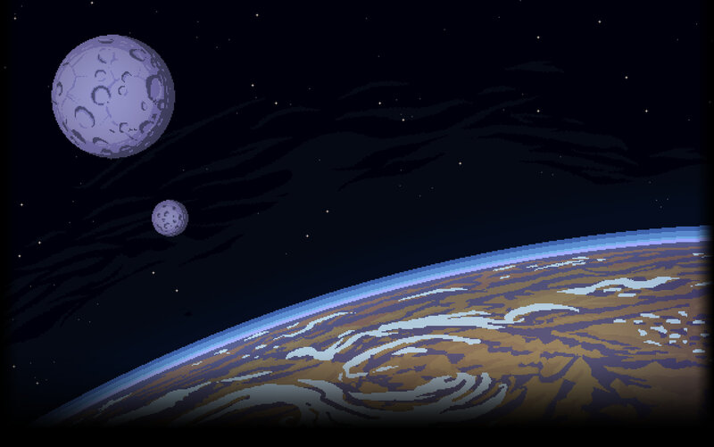Planet with Two Moons — Blue, Serene, Night