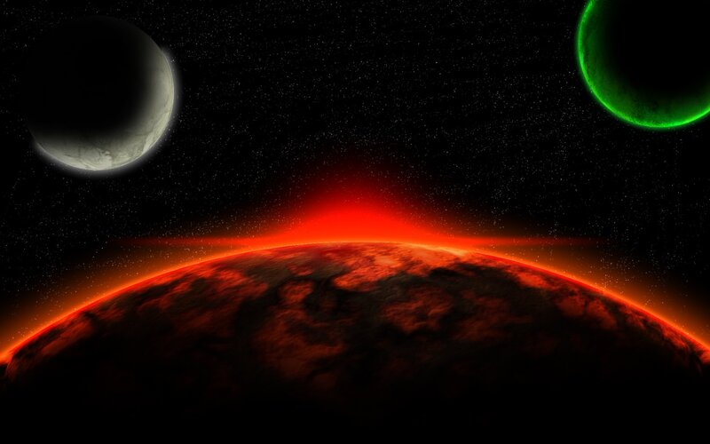 Planet with Two Moons — Red