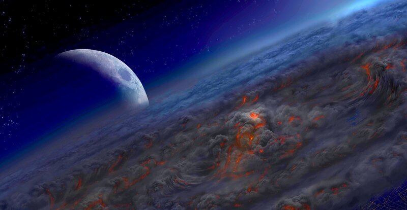 Planet with Volcanic Activity — Blue