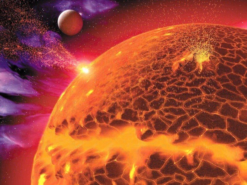 Planet with volcanic surface
