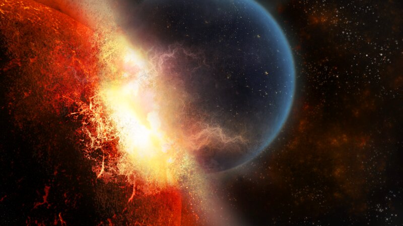 Planetary Collision — Blue
