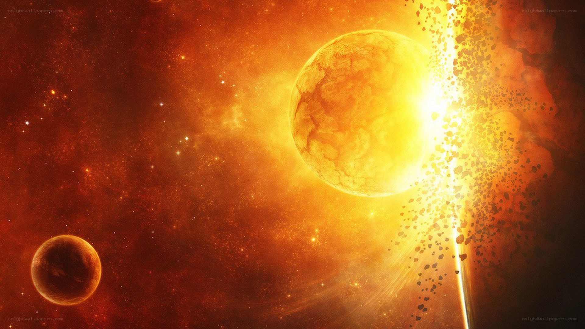 Planetary collision in space