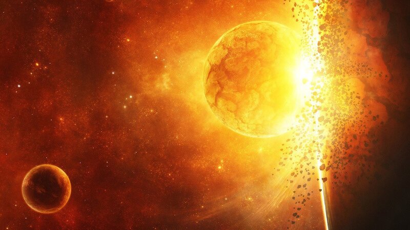 Planetary collision in space