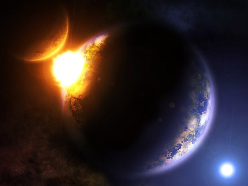 Planetary collision in space