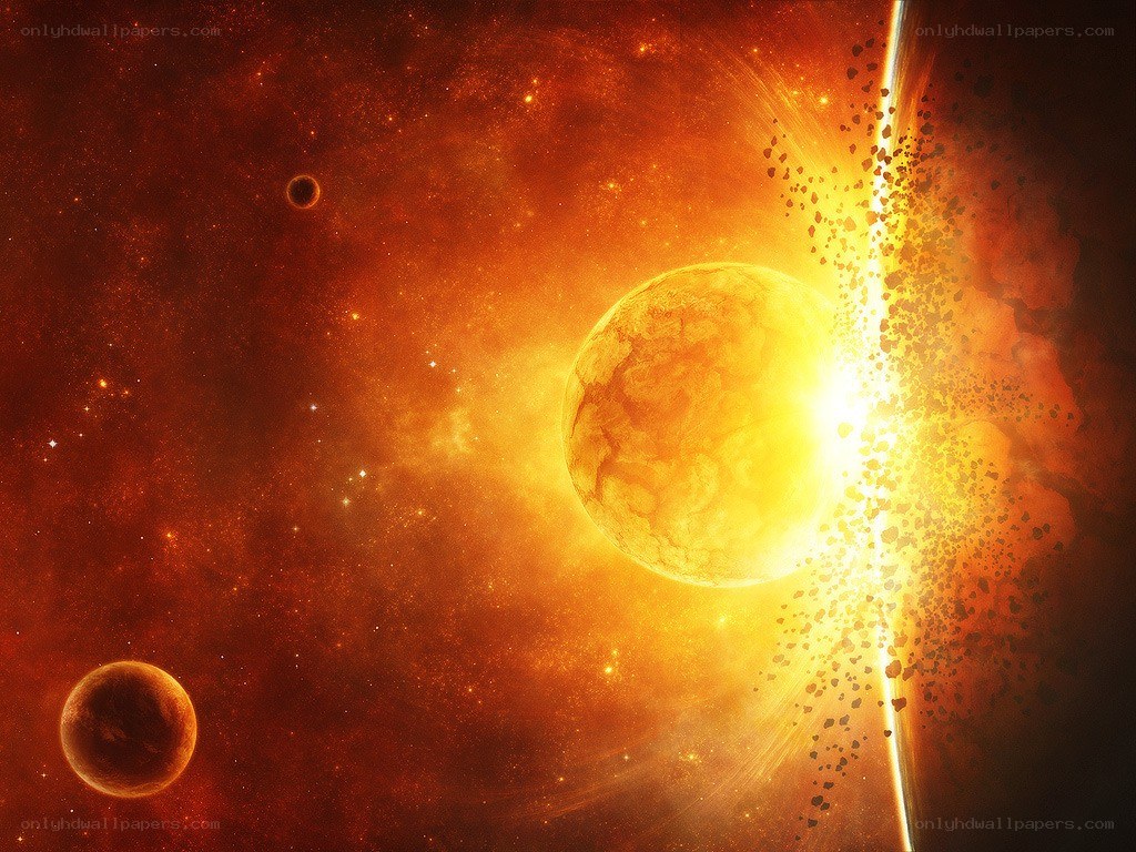Planetary collision in space