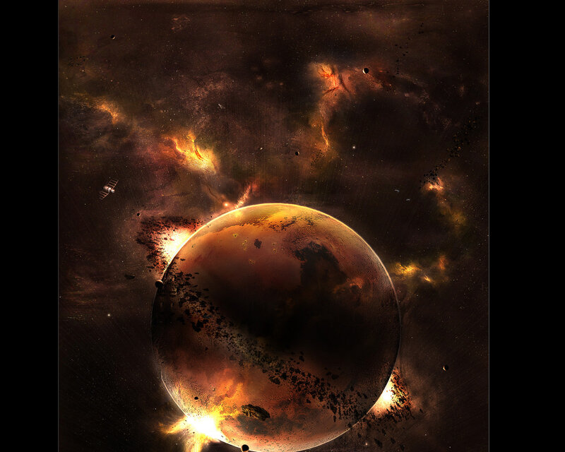Planetary collision in space