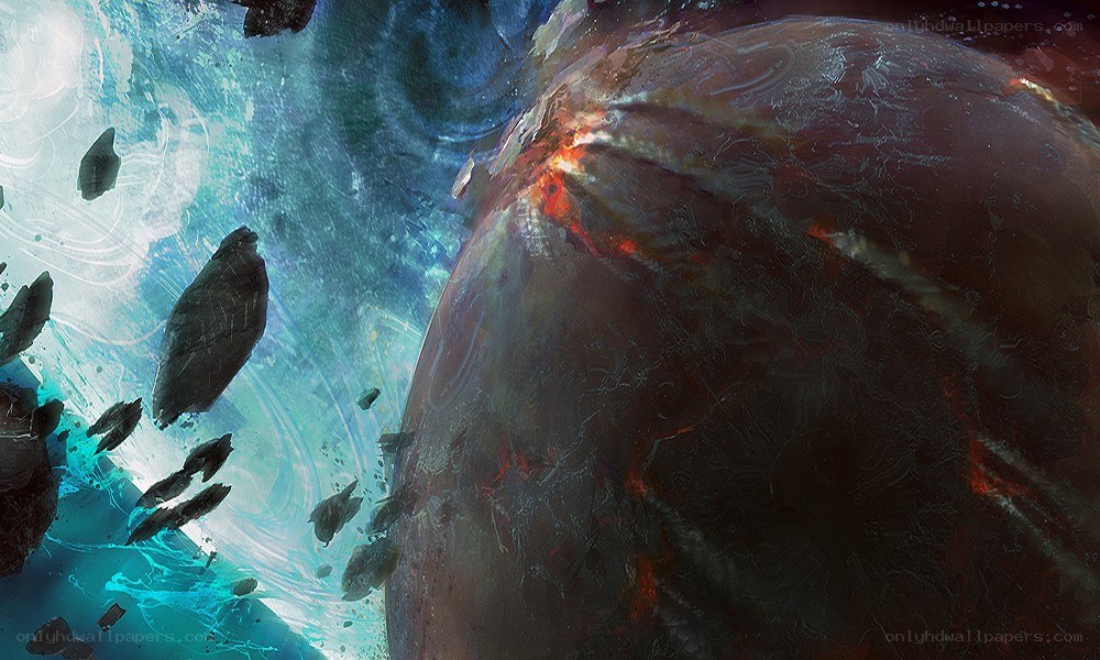 Planetary collision in space