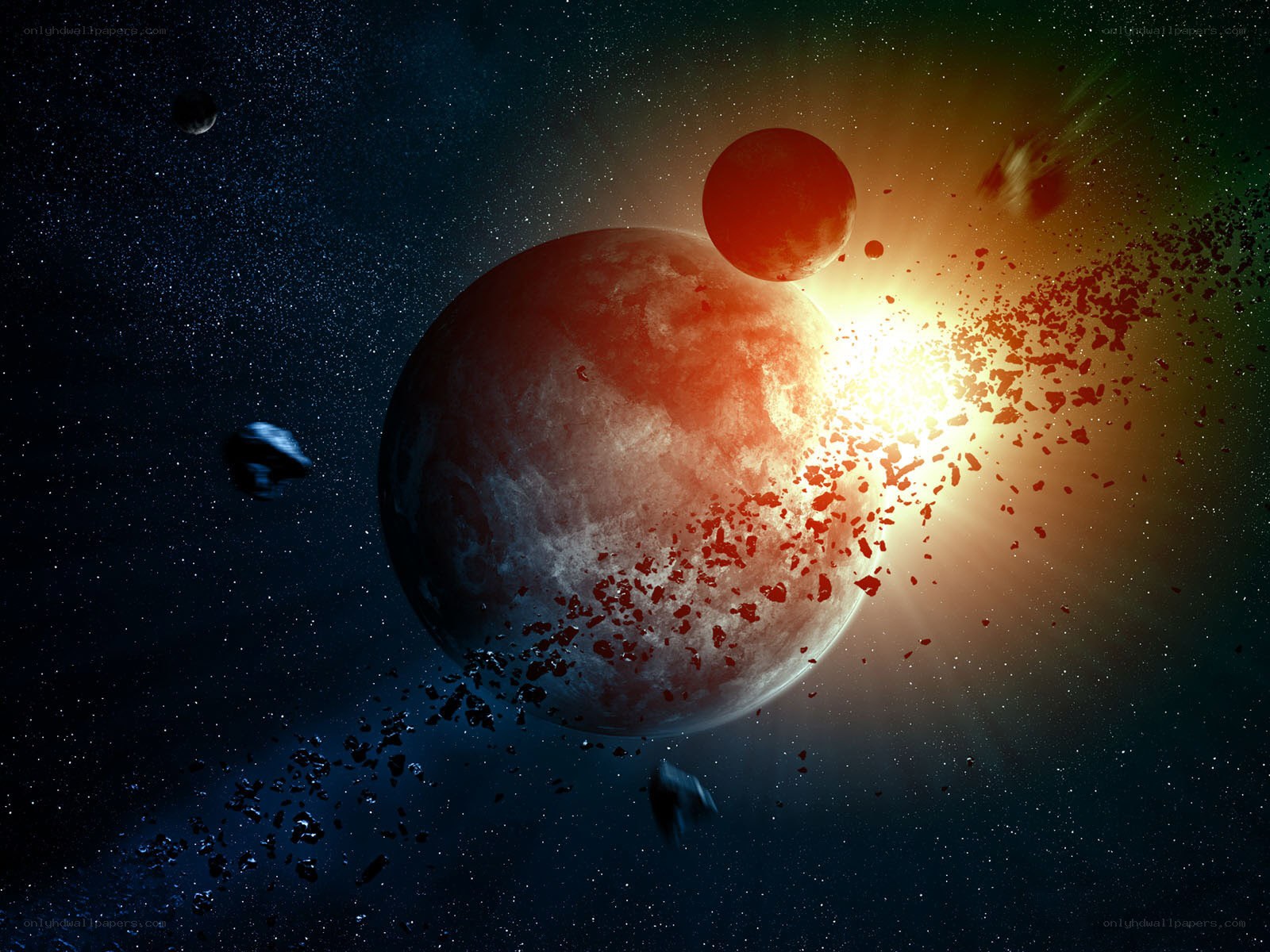 Planetary collision in space