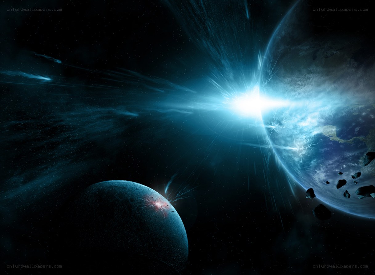 planetary collision in space