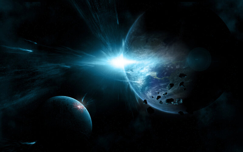 Planetary collision in space