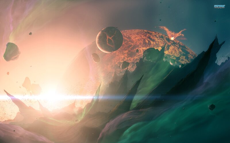 Planetary Collision — Orange, Dramatic, Sunset