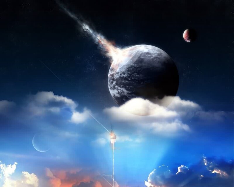 Planetary collision with rocket launch
