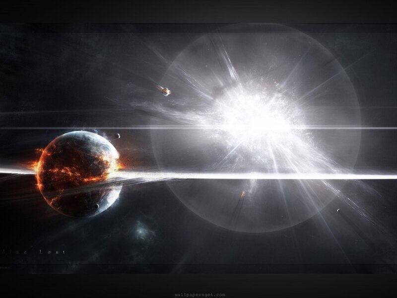 Planetary Explosion — Black, Dramatic, Digital Art