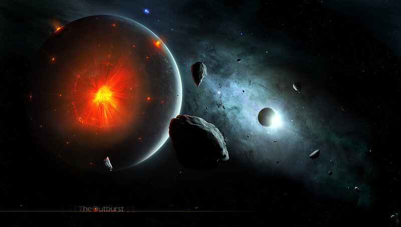 Planetary Explosion — Black, Dramatic