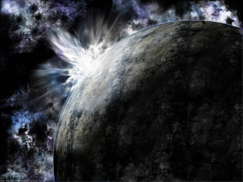 Planetary explosion in space
