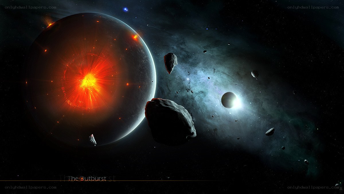 planetary explosion in space