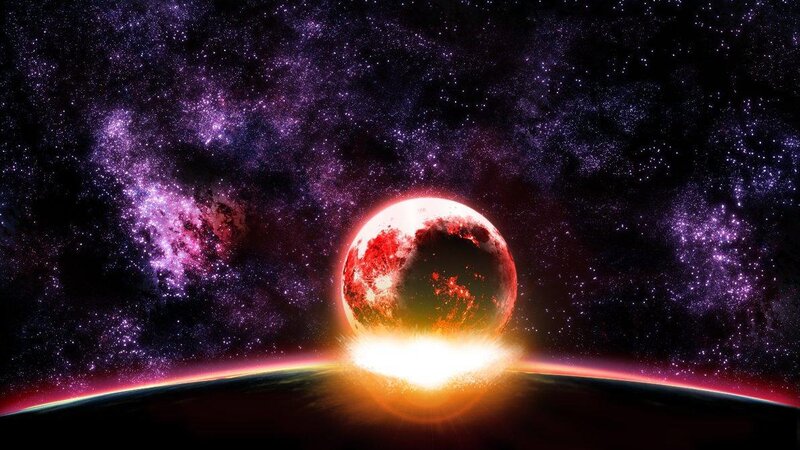 planetary explosion in space