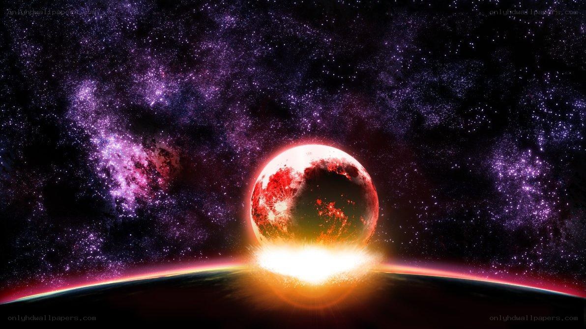 planetary explosion in space