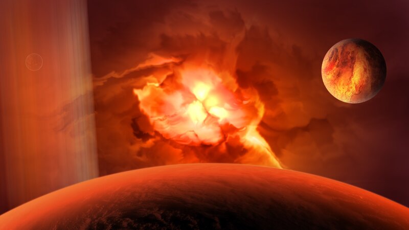 planetary explosion in space