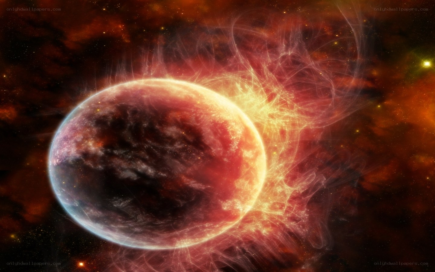 planetary explosion in space