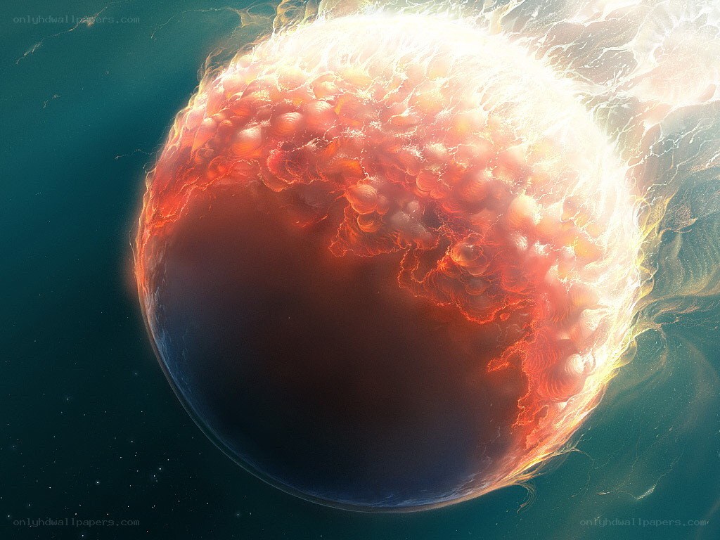 planetary explosion in space