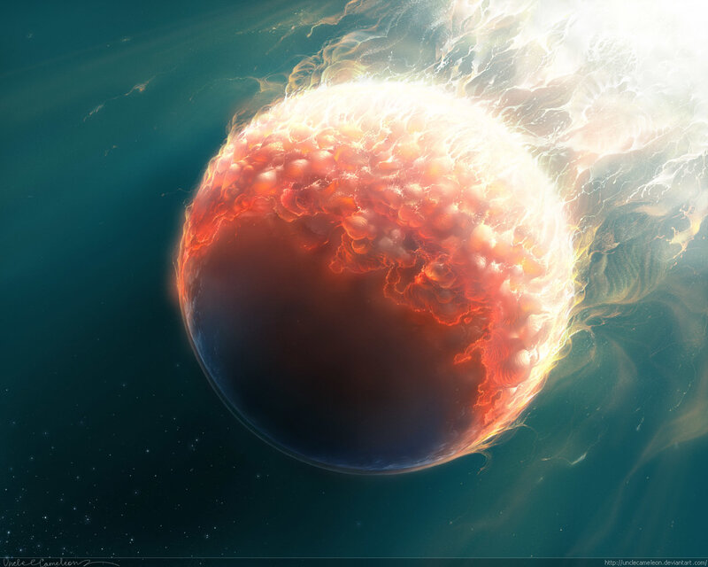 planetary explosion in space