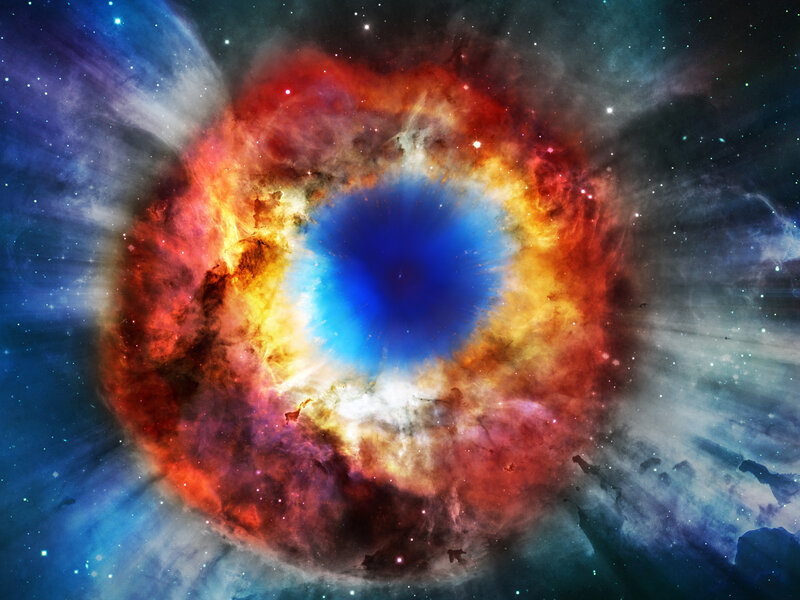 Planetary Nebula — Blue, Dramatic, Photograph, Stars, Gas Clouds, Space