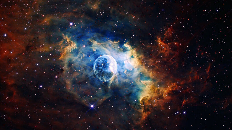 Planetary Nebula in Space — Blue, Cosmic, Photograph, Stars