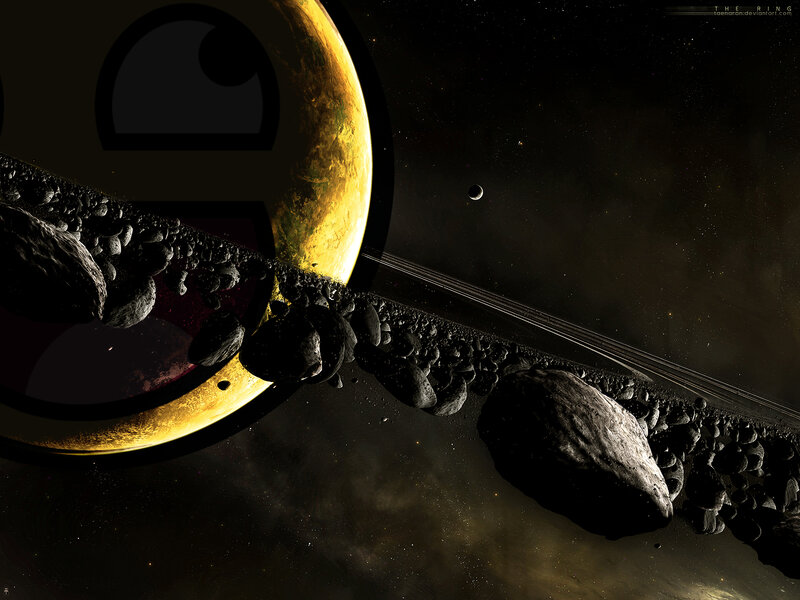 Planetary ring system with asteroids