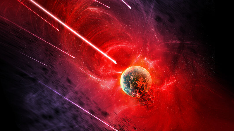 planetary storm in space