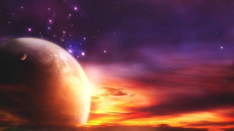planetary sunset in space