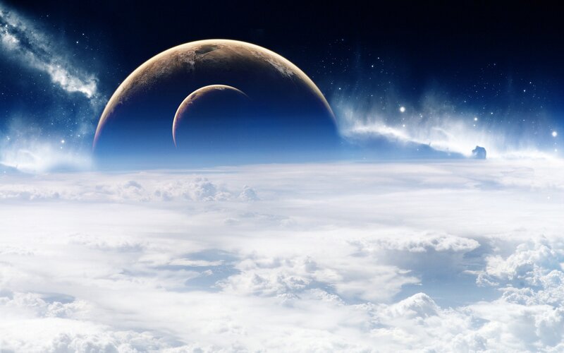 Planets Above Clouds — Blue