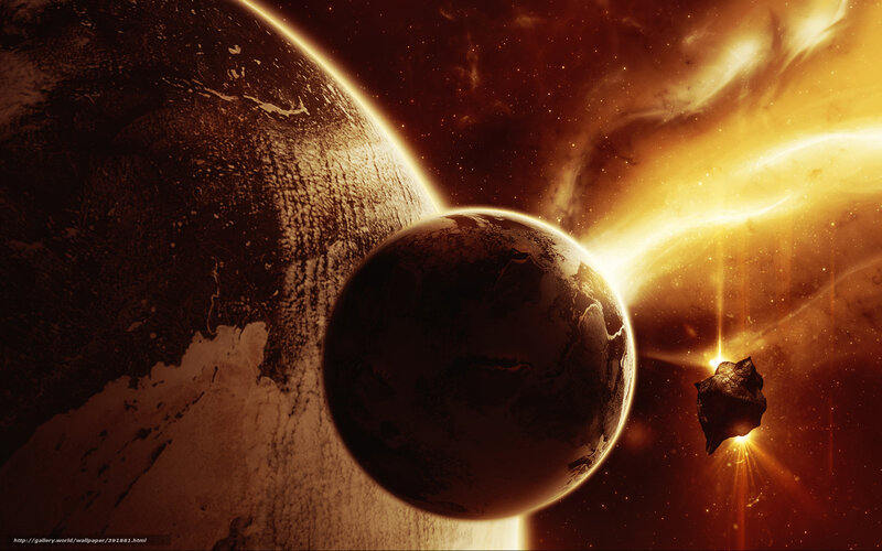 Planets and Asteroid in Space — Brown