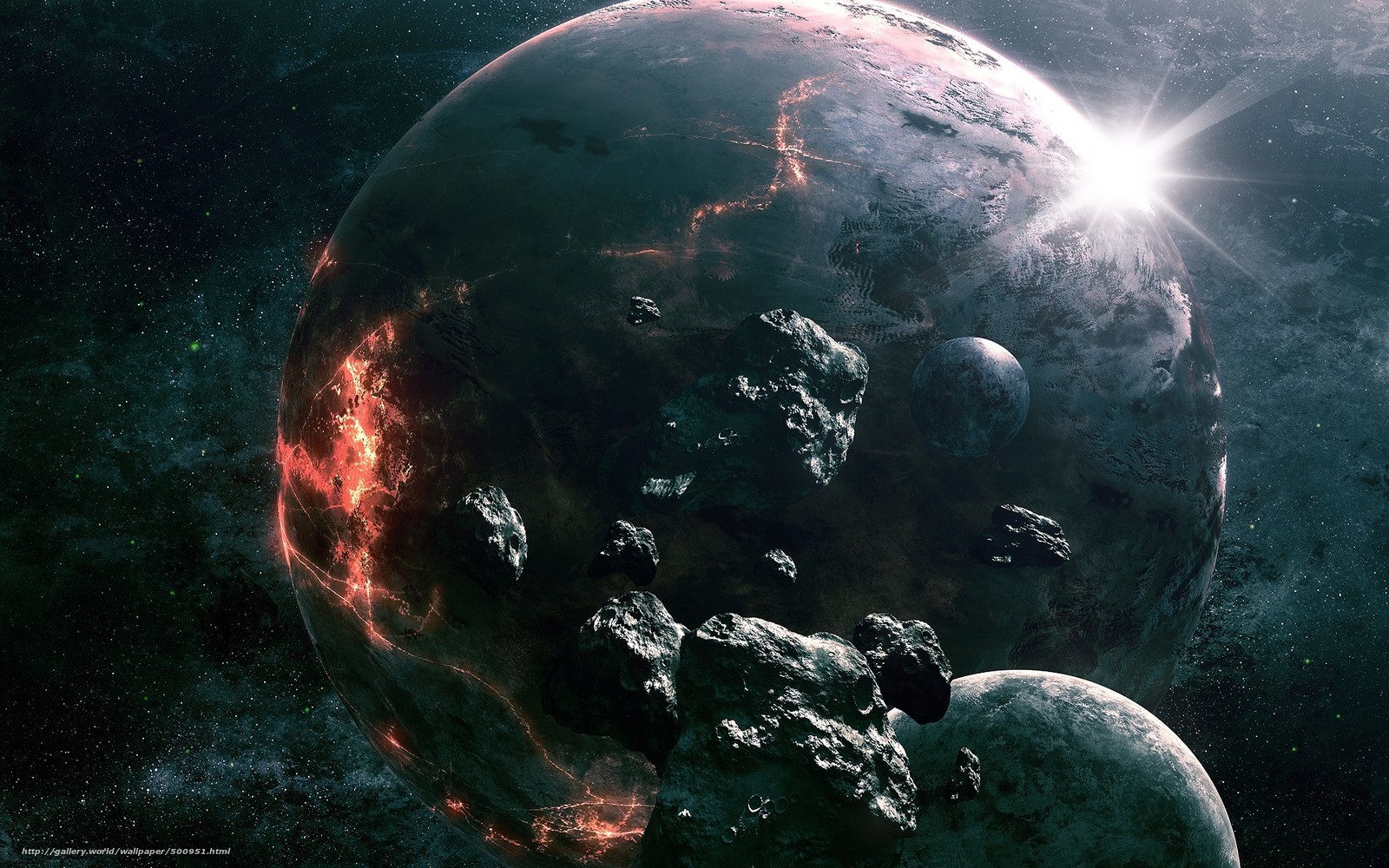 Planets and asteroids in space