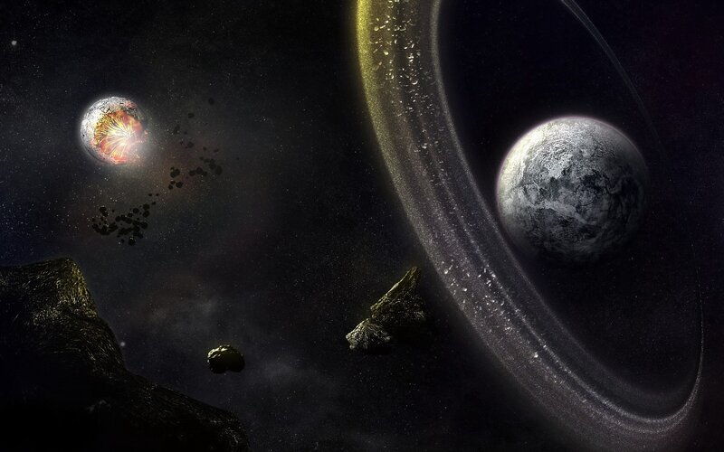 Planets and asteroids in space