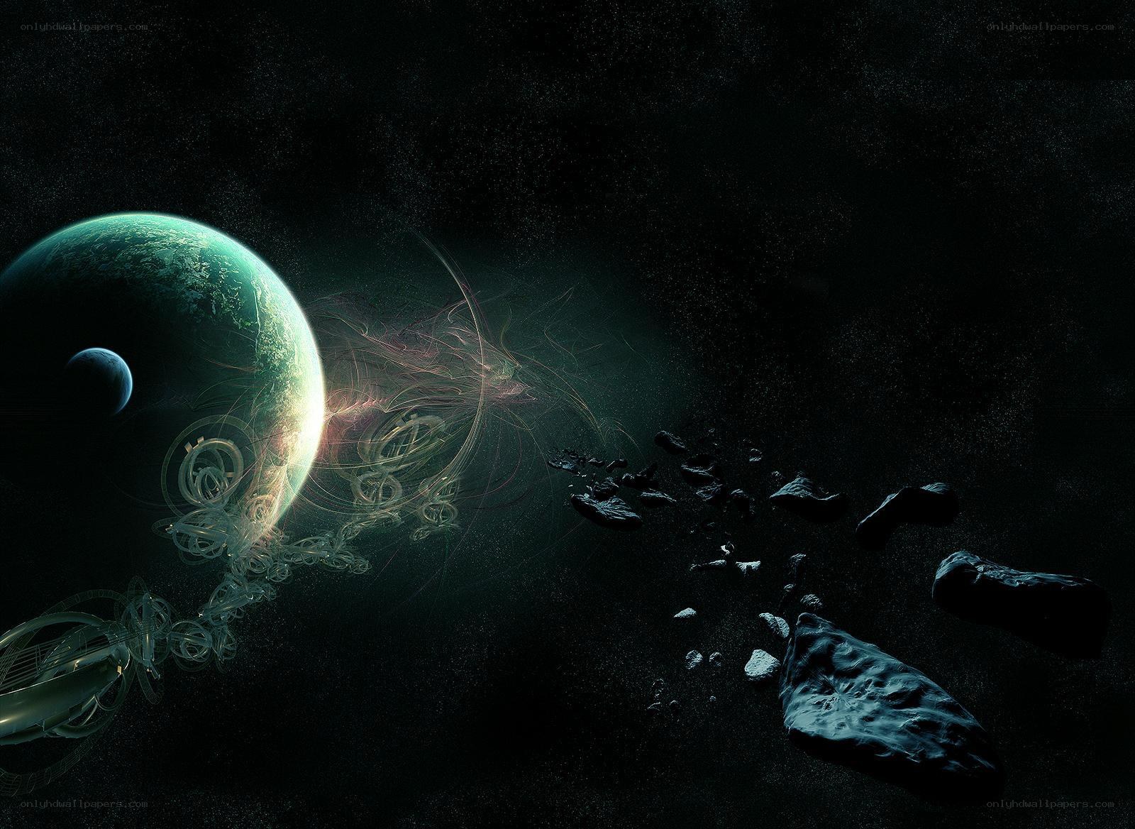 Planets and asteroids in space