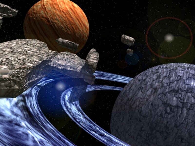 Planets and Asteroids in Space — Black, Dramatic