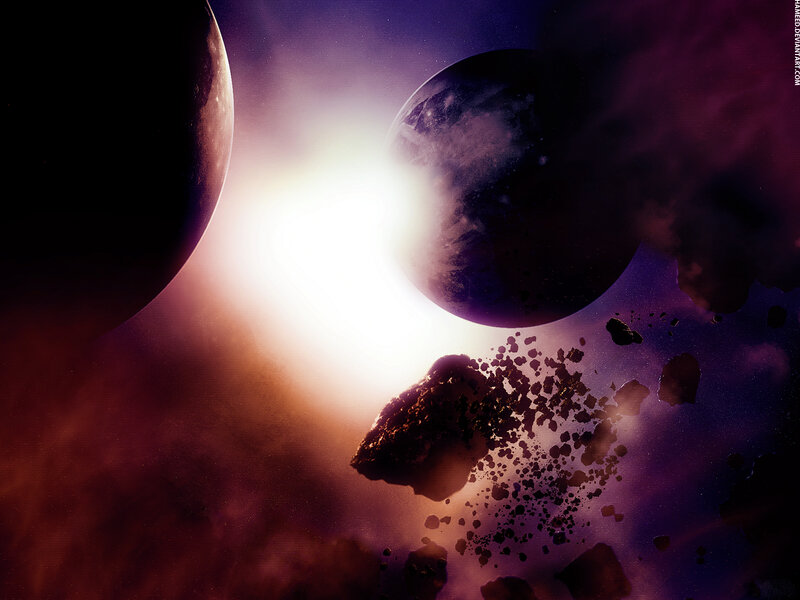 Planets and Asteroids in Space — Purple