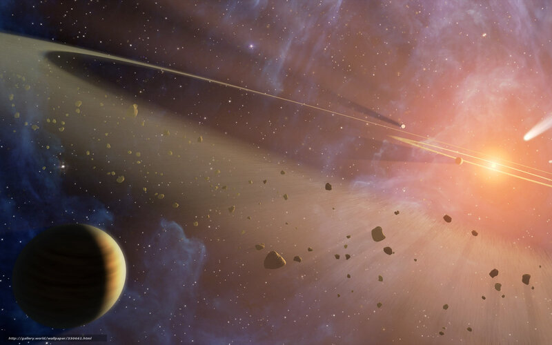 planets and asteroids in space