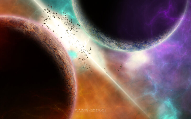 Planets and Birds in Space
