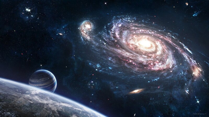 Planets and Galaxies — Blue, Cosmic, Night
