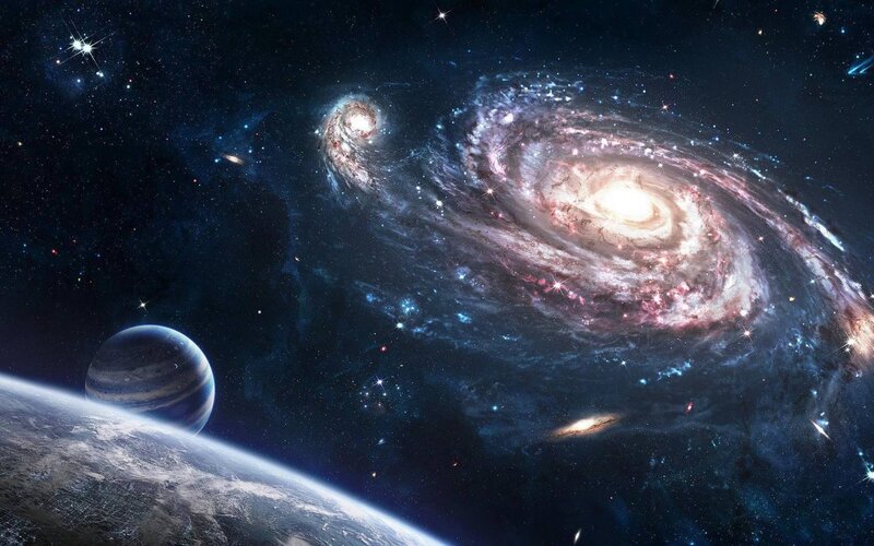 Planets and Galaxies — Blue, Cosmic