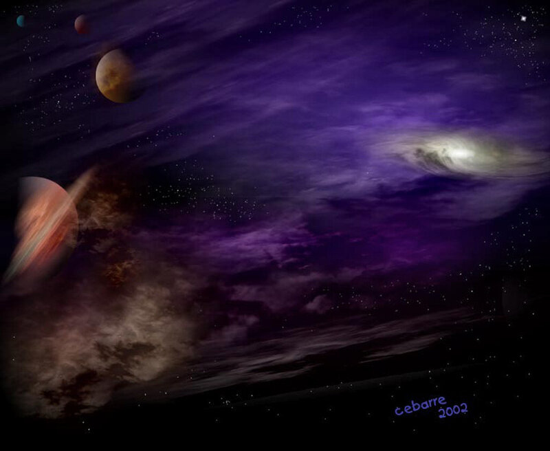 Planets and Galaxy in Space